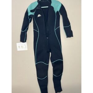 Neopskin Womens XL Full Wetsuit Black Aqua Blue Long Sleeve Full Body Worn once